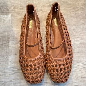 CUSHIONAIRE Woven Squared Toe Woven Ballet Flats Mary Jane Shoes